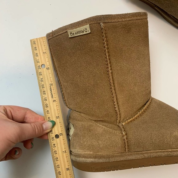 Bearpaw Womens Emma Short Suede Boots Size 7 Tan/Brown Sheepskin Wool - Picture 5 of 16